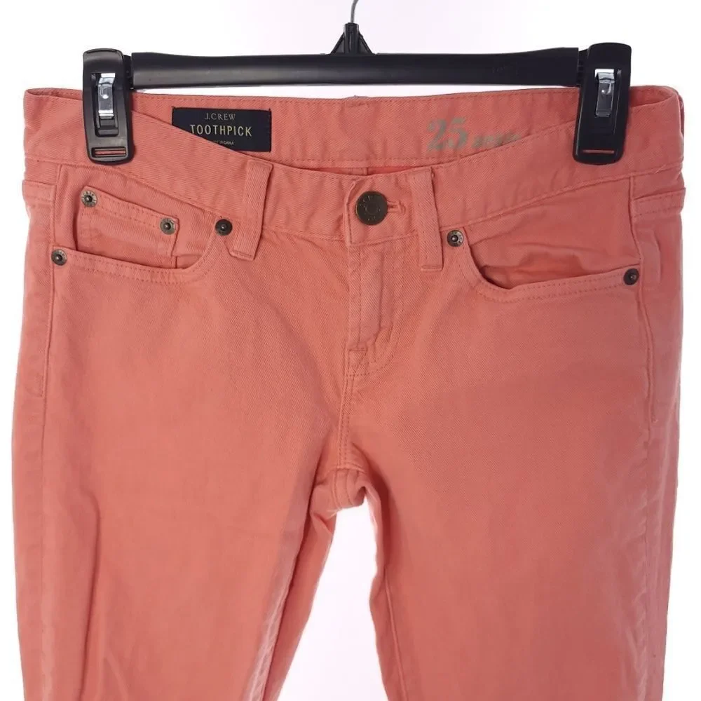 J.Crew Toothpick Solid Orange Womens Size 25 Ankle Jeans